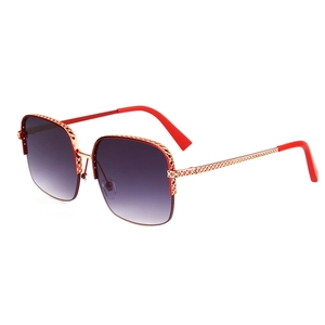 Fashionable oversized square sunglasses with gold metal hollow temples and gradient lenses
