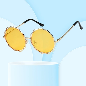 Lunettes De Soleil Rondes Vintage Pour Femmes Monture Métal Bord Fleur Dégradé Verres Protection UV400 Mode Rétro