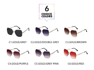 Six colors of rimless oversized sunglasses with diamond-set metal twisted temples