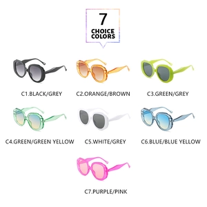 Detailed overview showing seven available color options for rhombic sunglasses in high quality
