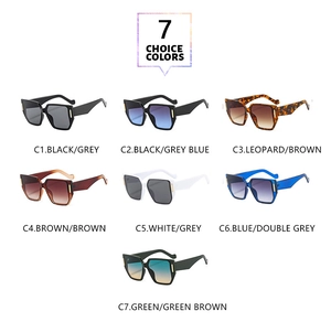 Detailed grid showing seven trendy irregular square sunglasses in various stylish colors