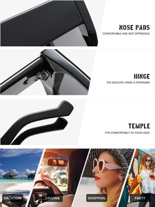 Detail showing comfortable nose pads, reinforced hinges and stylish oversized black frame