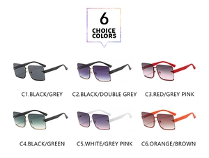 Six color options of half-frame square sunglasses displayed in a clean 2x3 grid layout