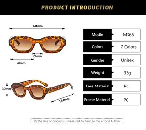 Detailed sizing chart and dimensions for vintage oval sunglasses with 7 color options