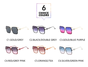 Multiple color options for square frame metal sunglasses with gradient lenses