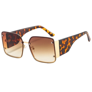 Lunettes de soleil carrées en écaille de tortue avec verres dégradés et charnières dorées
