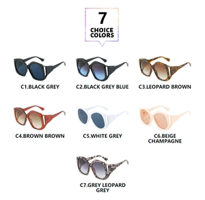 Detailed collection of oversized irregular sunglasses in seven stylish color variations