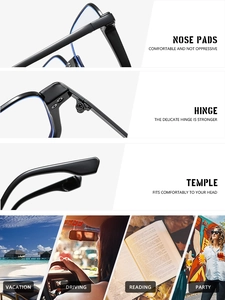 Detail of durable metal hinges and ergonomic nose pads on black optical glasses frames