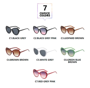 Multiple views of oversized candy color sunglasses featuring gradient lenses and seven options