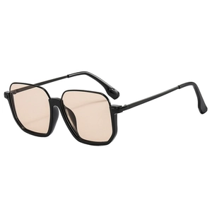 Fashion square black sunglasses with brown lenses shown at a 45-degree angle