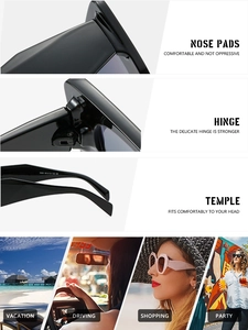 Detail of metal reinforced hinges and integrated nose pads on black cat-eye sunglasses