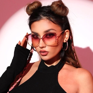 Fashion Butterfly Shaped Sunglasses Metal Frame Gradient Lens UV400 Protection Rimless Trendy Party Eyewear For Women
