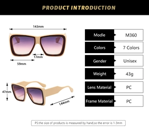 Detailed dimension guide for square vintage sunglasses with beige frames and purple lenses