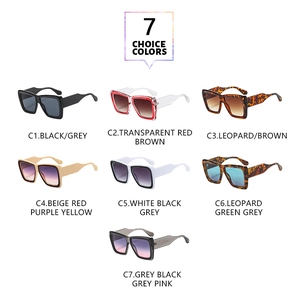 Close-up of retro square sunglasses collection with wide temples and various color options