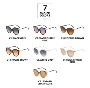 Dettaglio delle 7 opzioni di colore per occhiali da sole cat-eye con montatura spessa
