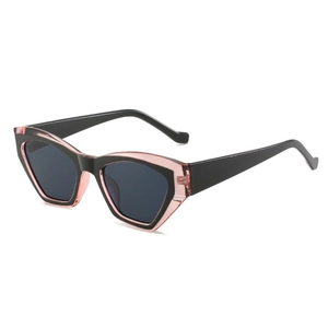 Fashionable bicolor cat-eye sunglasses with black and pink frames for women