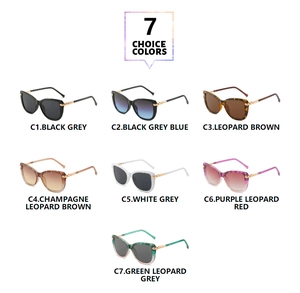 Cat eye sunglasses assortment in seven colors including leopard and gradient lenses