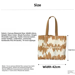 Dettaglio borsa tote in tela 12oz con dimensioni 42x38cm e spazio per laptop da 14"