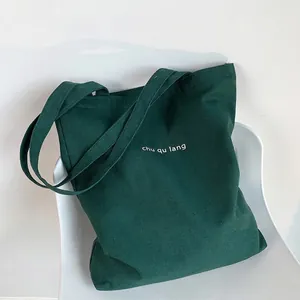 Large Capacity Canvas Tote Bag Zipper Closure Letter Print Casual Shoulder Handbag For Women Travel Shopping