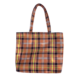 Grand sac fourre-tout à carreaux orange élégant pour le shopping et l'usage quotidien
