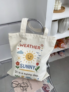 Borsa Tote In Tela Cartone Animato Cerniera Grande Capacità Borsa A Tracolla Stampata Carina Casual Da Donna