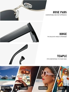 Detail view of oval sunglasses featuring metal nose pads and durable hinge construction