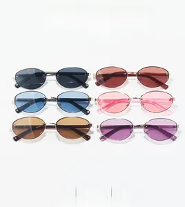 Six lunettes de soleil ovales sans monture en diverses couleurs avec cadre métallique