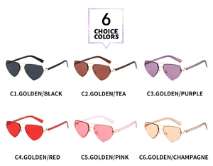 Collection of heart-shaped rimless sunglasses in six assorted gradient lens colors