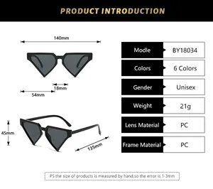 Tableau des tailles détaillé pour lunettes de soleil triangle avec dimensions du cadre
