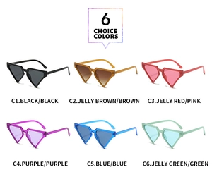 Lunettes de soleil triangulaires géométriques déclinées en six coloris mode assortis