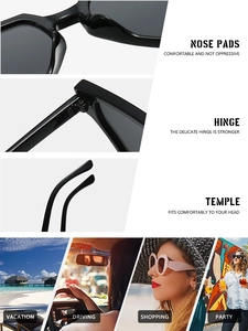 Détails de lunettes de soleil hip-hop montrant les charnières et plaquettes de nez