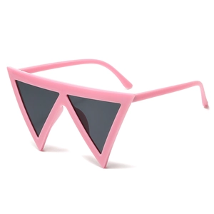 Pink triangle frame sunglasses with dark lenses for hip-hop fashion and parties