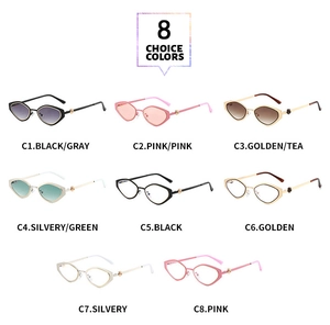 Multiple color choices of geometric metal frame sunglasses with gradient and clear lenses