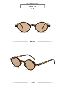 Detailed view of polygon demi frames and tea lenses with golden metal hinges