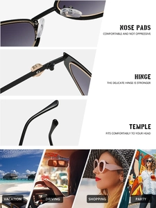 Detail view of reinforced hinges, nose pads, and stylish temples of diamond sunglasses