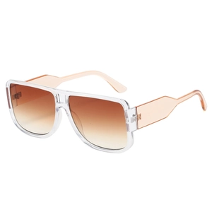 Retro double-bridge oversized sunglasses with gradient lenses and clear frames
