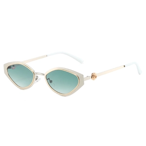 Geometric Cat Eye Sunglasses Metal Frame Rose Flower Decor UV400 Protection Retro Ins Style Trendy Eyewear For Women