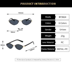 Detailed size chart for retro rhomboid sunglasses showing frame dimensions and specs