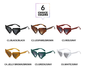 Detailed grid view showcasing six colorful geometric frame sunglasses options in bold colors