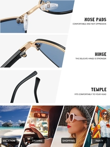 Macro view of reinforced metal hinges and nose pads on retro polygon sunglasses