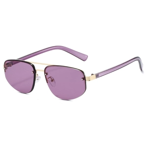 Rimless Aviator Sunglasses Metal Double Bridge UV400 Polygonal Fashion Eyewear Outdoor Travel Sun Protection For Unisex