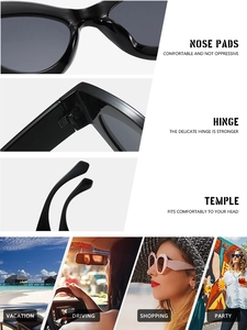 Detail view of reinforced hinges and ergonomic temples on cat eye sunglasses