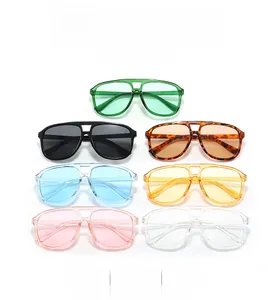 Detailed arrangement of stylish aviator sunglasses in seven various trendy frame colors