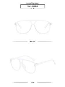 Front and side views of transparent aviator sunglasses with stylish double bridge design