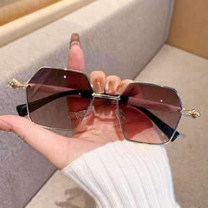 Classic square metal sunglasses with gradient lenses and gold frames for stylish women