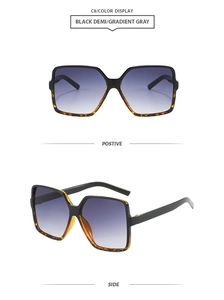 Vue détaillée de lunettes carrées noir et écaillé avec verres dégradés gris en duo