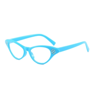 Blue cat eye sunglasses with rhinestones, vintage minimalist UV protection eyewear