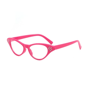 Stylish rose pink cat-eye sunglasses with rhinestone accents and retro frame design