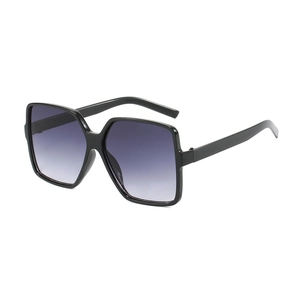 Lunettes de soleil carrées rétro surdimensionnées avec monture noire et verres dégradés