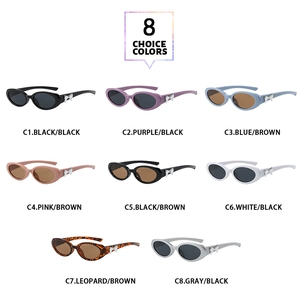 Détail de lunettes de soleil œil-de-chat avec nœuds argentés en huit couleurs tendance